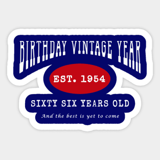 Birthday Vintage Year - Sixty Six Years Old Sticker